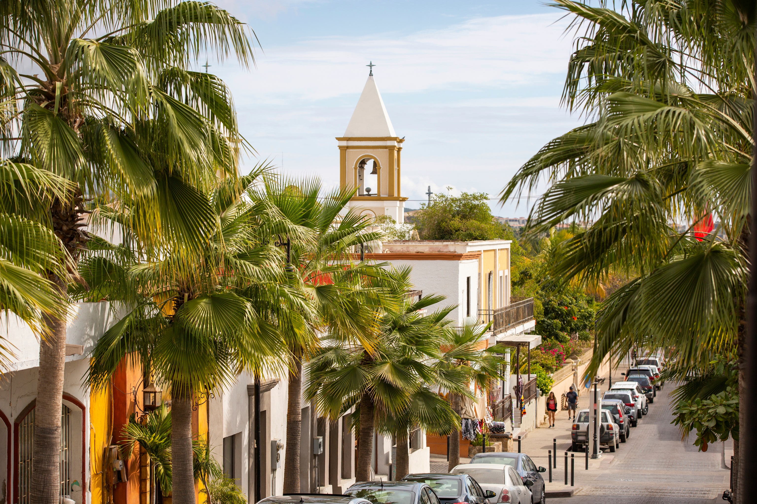 La iglesia de San José del Cabo, al fondo.