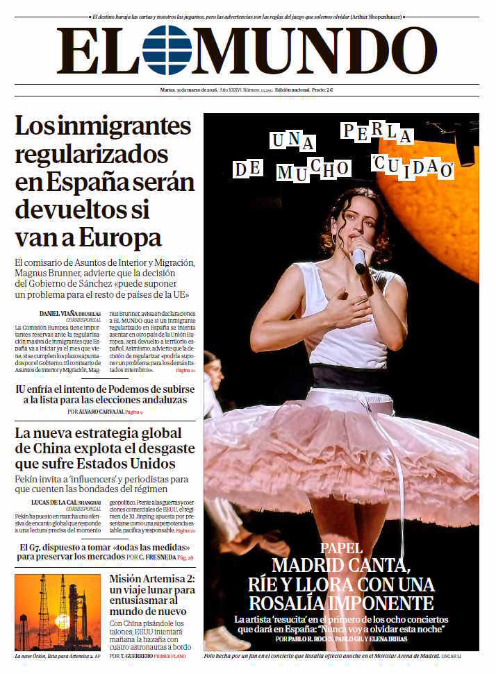 Portada de EL MUNDO del martes 31 de marzo de 2026 | Medios