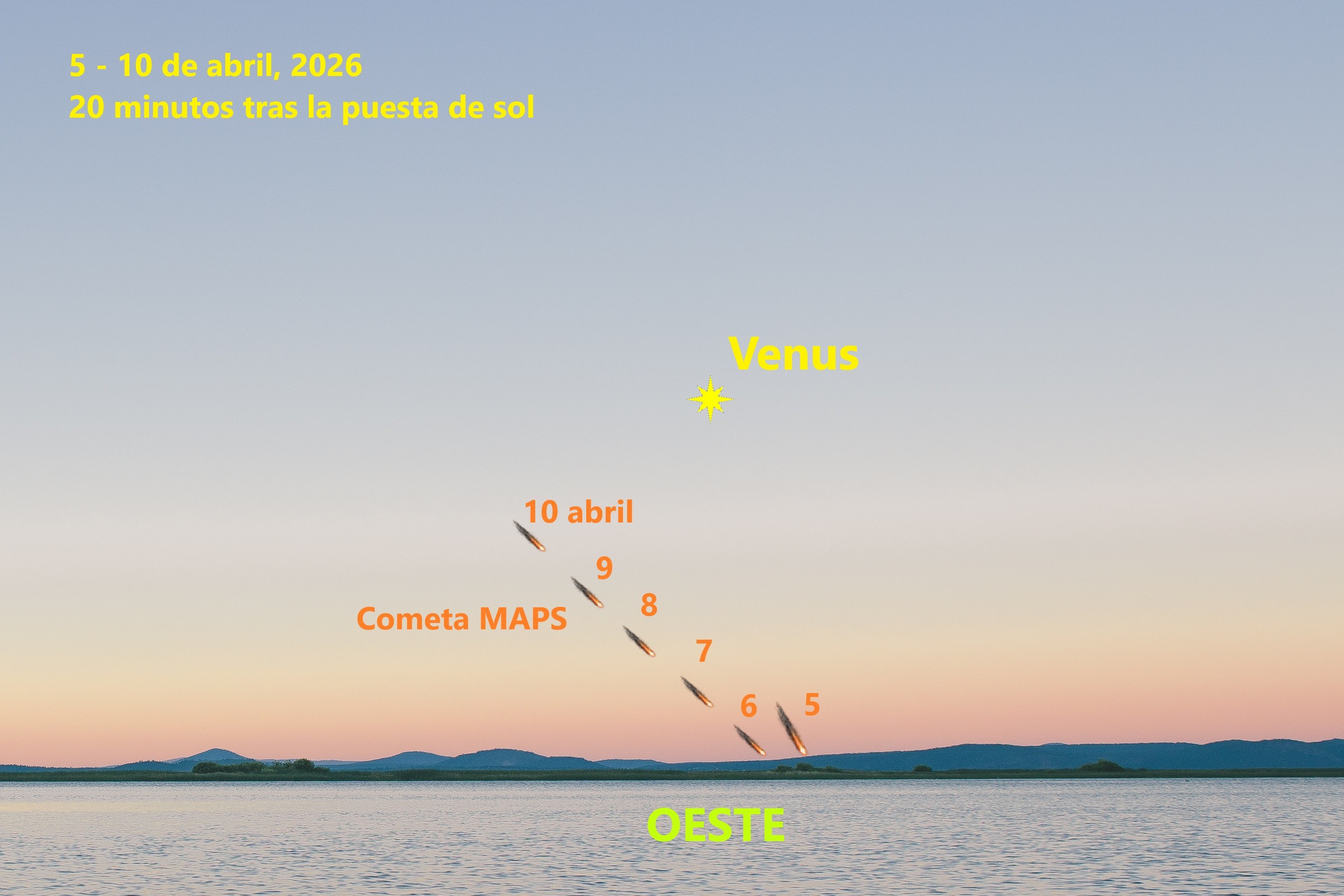 Visibilidad tras el perihelio del cometa MAPS, en caso de que sobreviva.