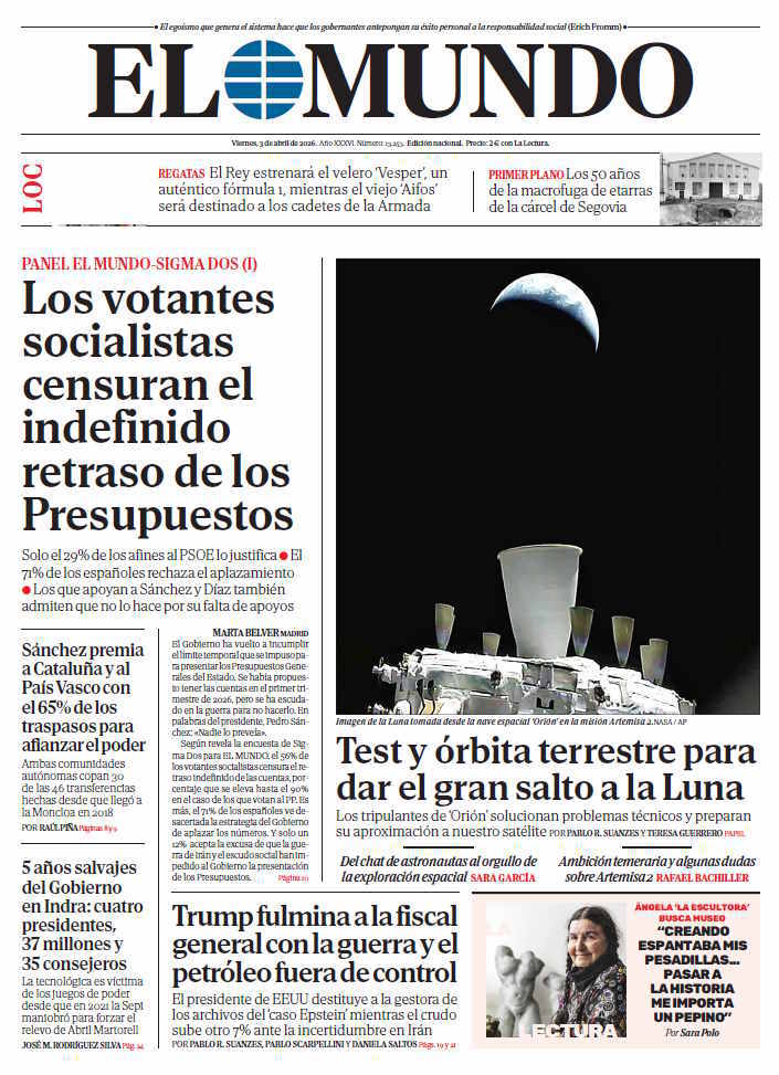 Portada de EL MUNDO del vienes 3 de abril de 2026 | Medios