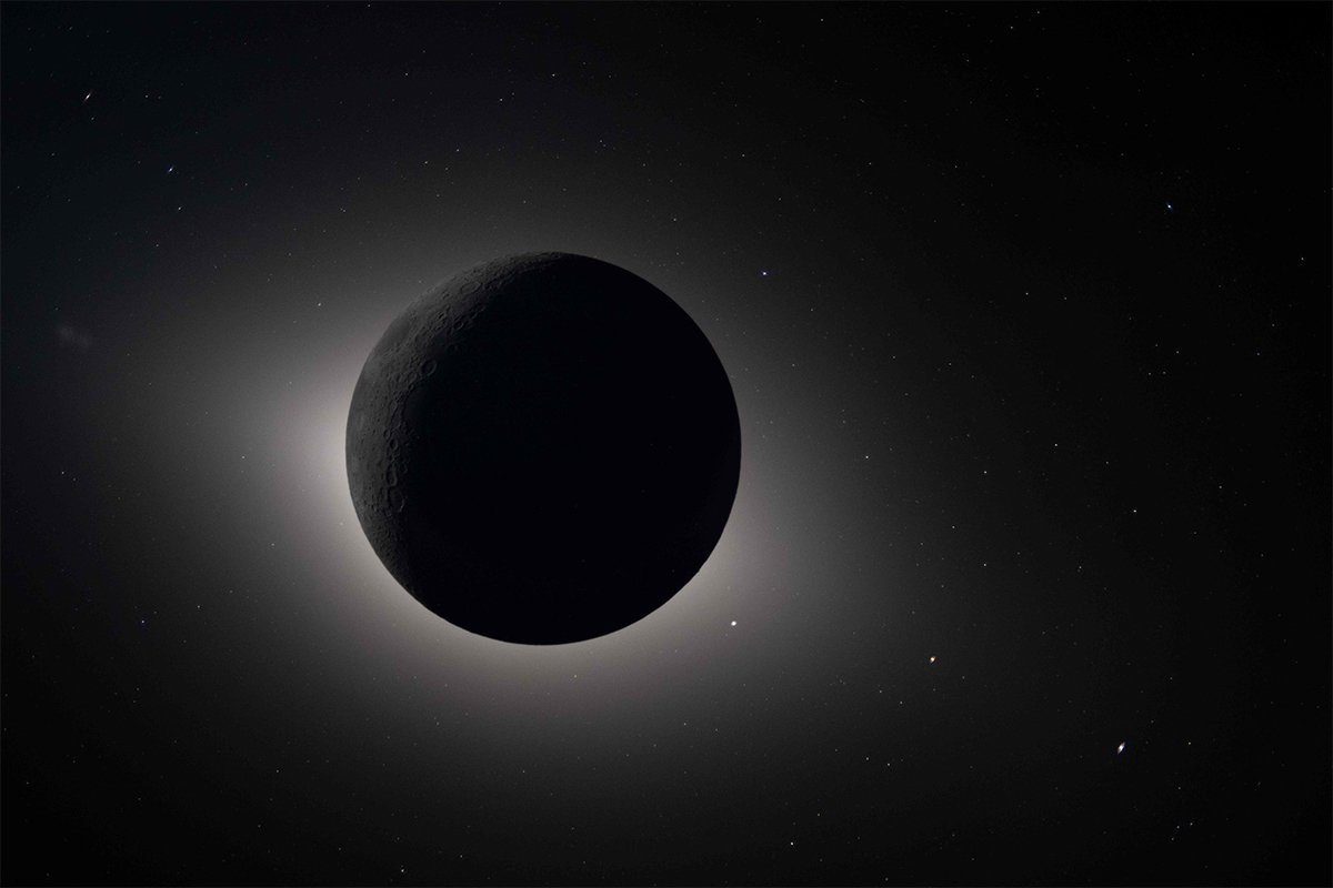 La Luna ocultando el sol por su cara oculta.