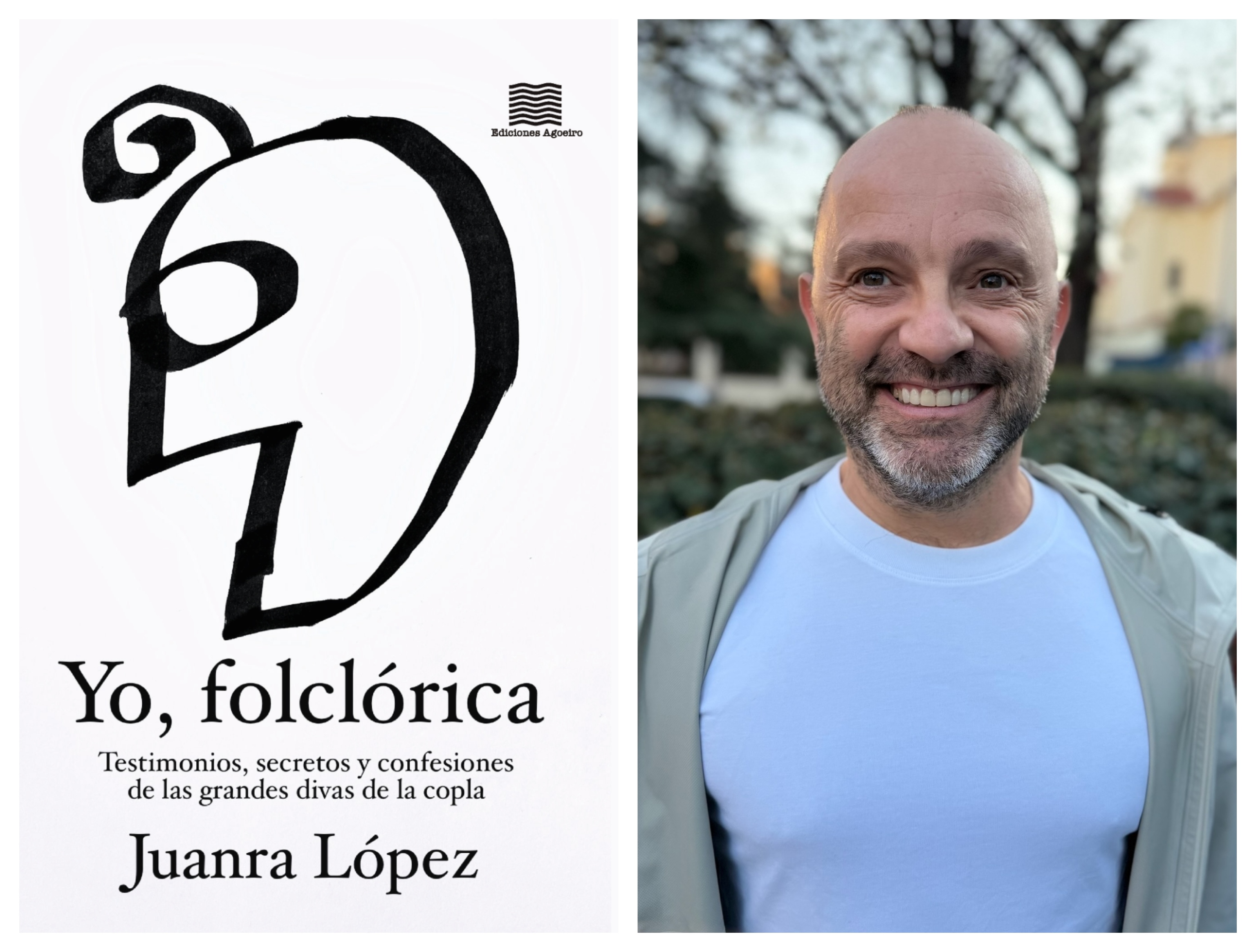 Juanra López junto a la portada de su libro