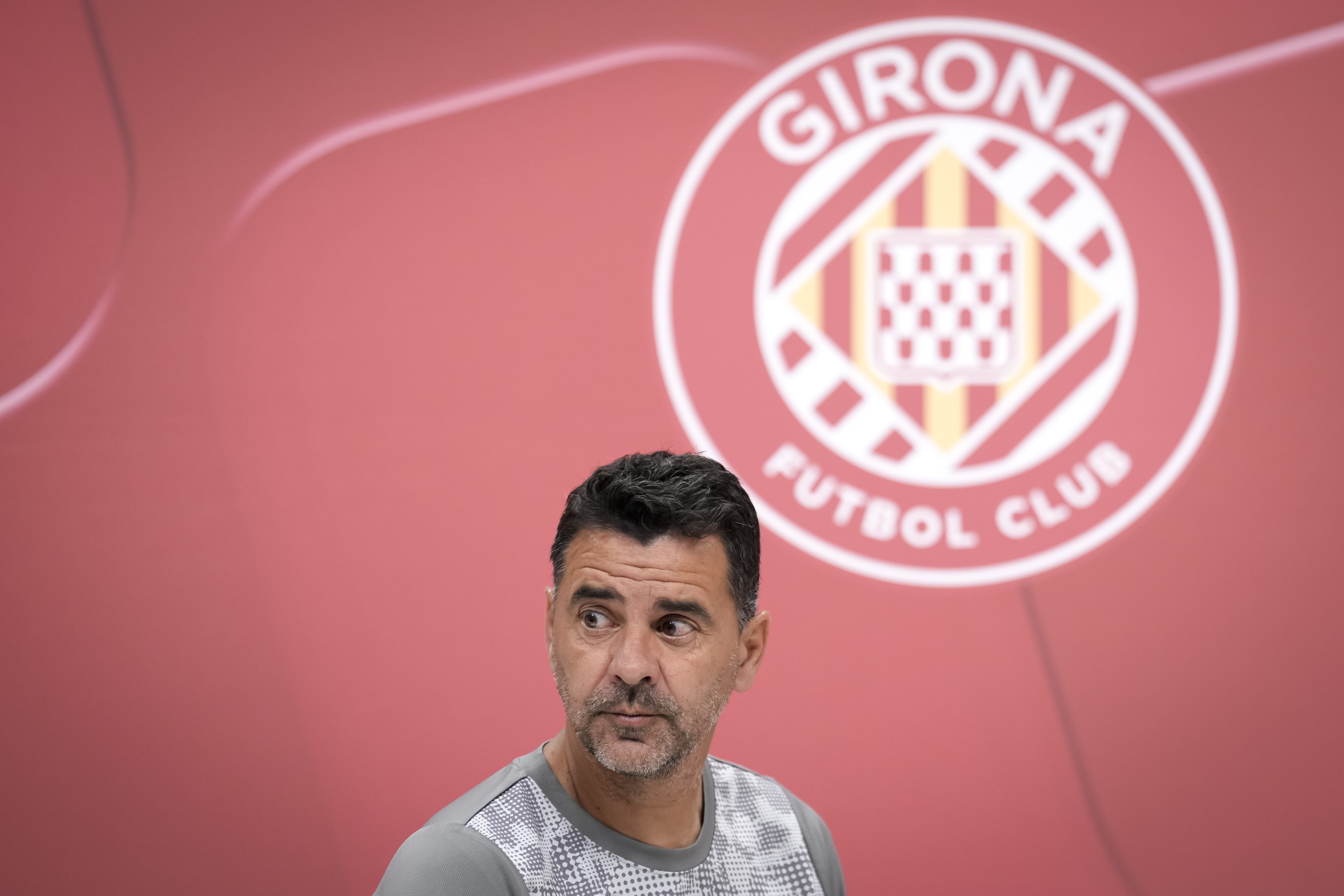 Míchel, ayer en la ciudad deportiva del Girona.