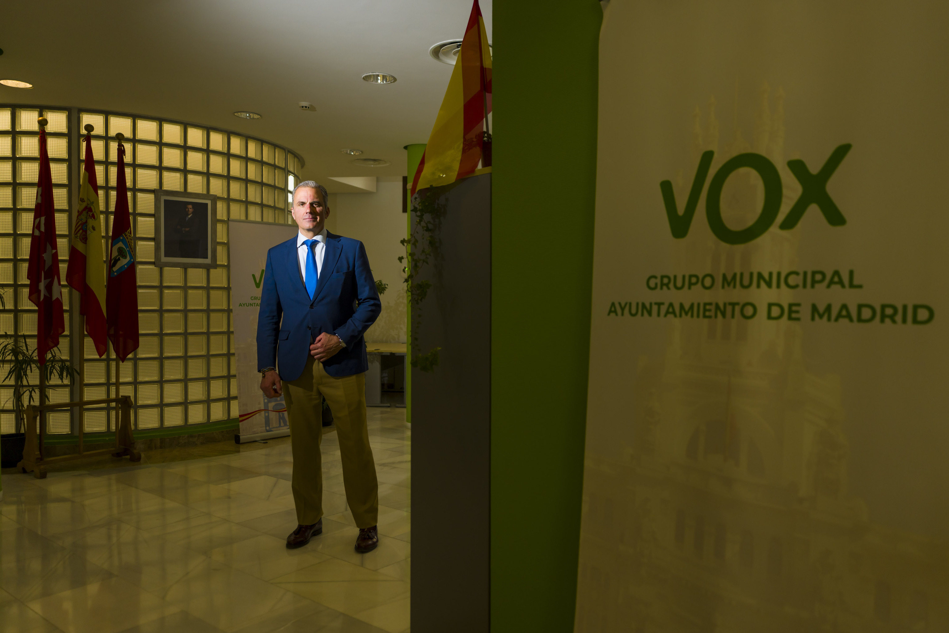 El todavía portavoz de Vox en el Ayuntamiento de Madrid, Javier Ortega Smith, en dependencias del grupo municipal