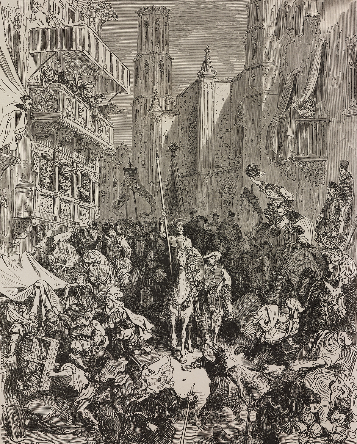 Don Quijote y Sancho Panza pasean por las calles de Barcelona generando gran expectación.