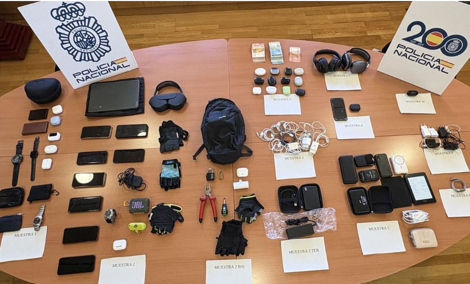 Los objetos requisados a los detenidos