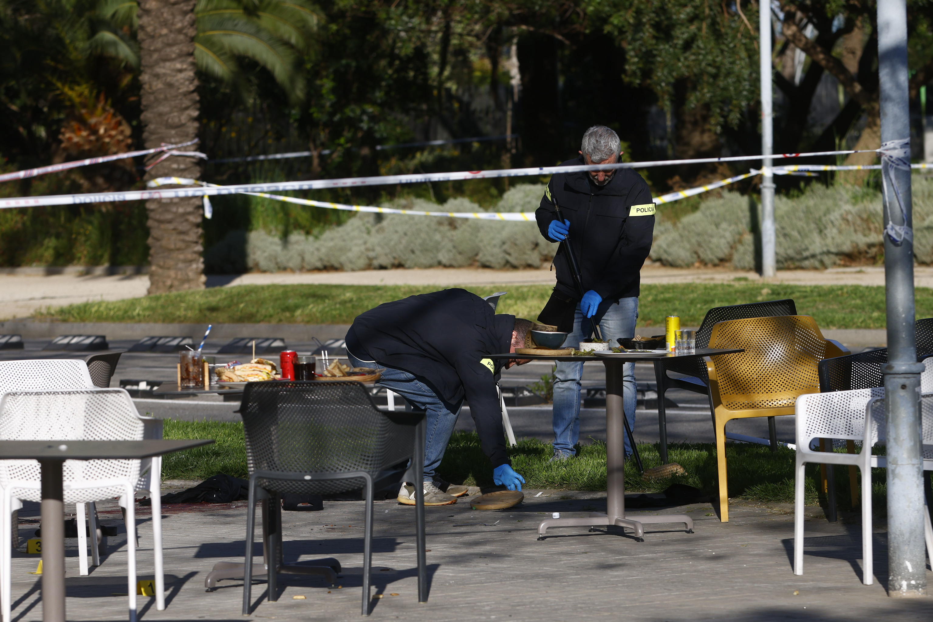 La terraza donde se produjo el tiroteo