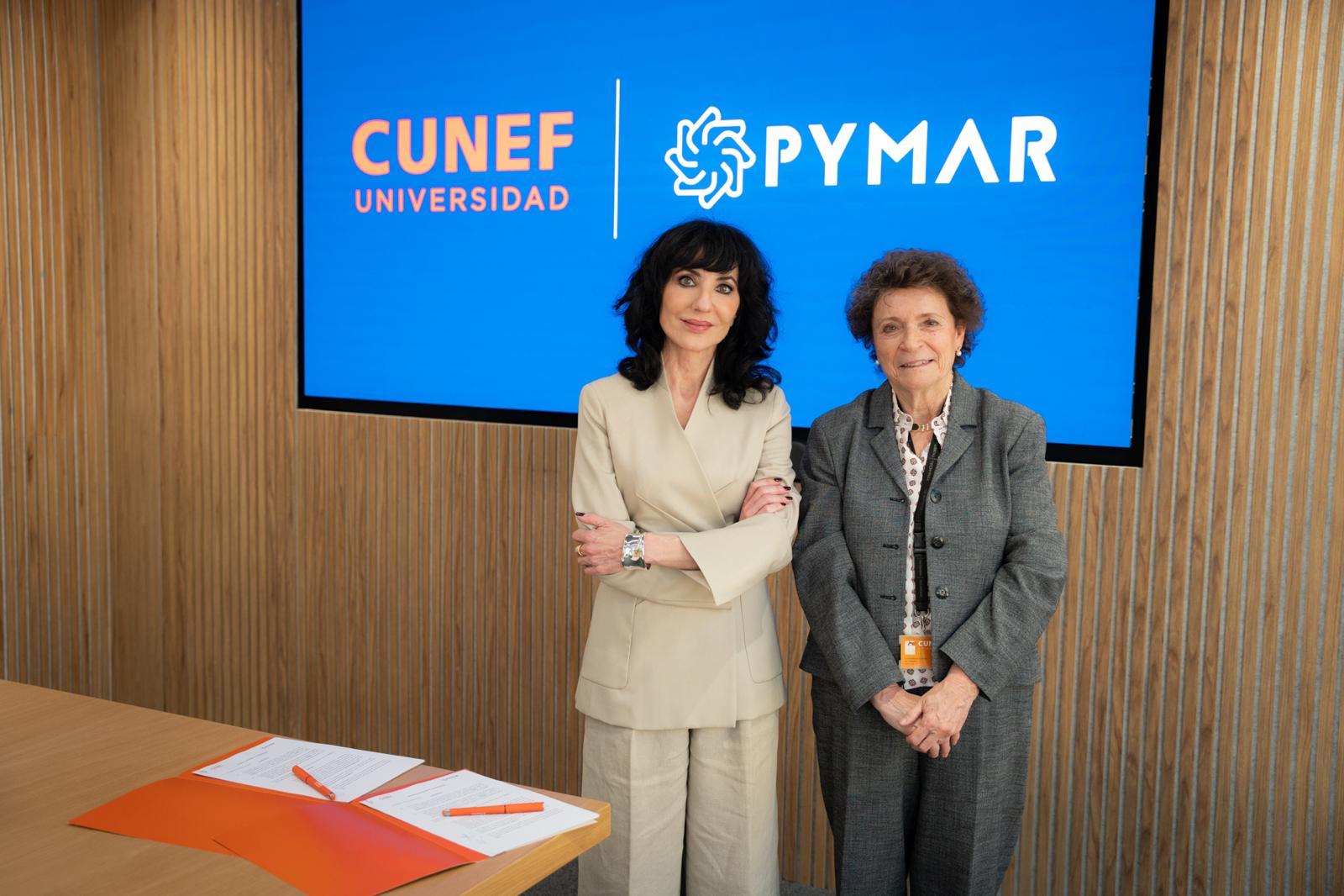 Almudena López del Pozo, CEO de Pymar (i) y la rectora de Cunef Universidad, Ana I. Fernández