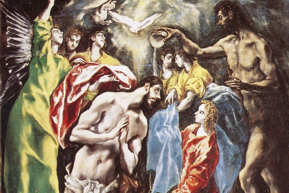 Detalle de el 'Bautismo de Cristo' de El Greco