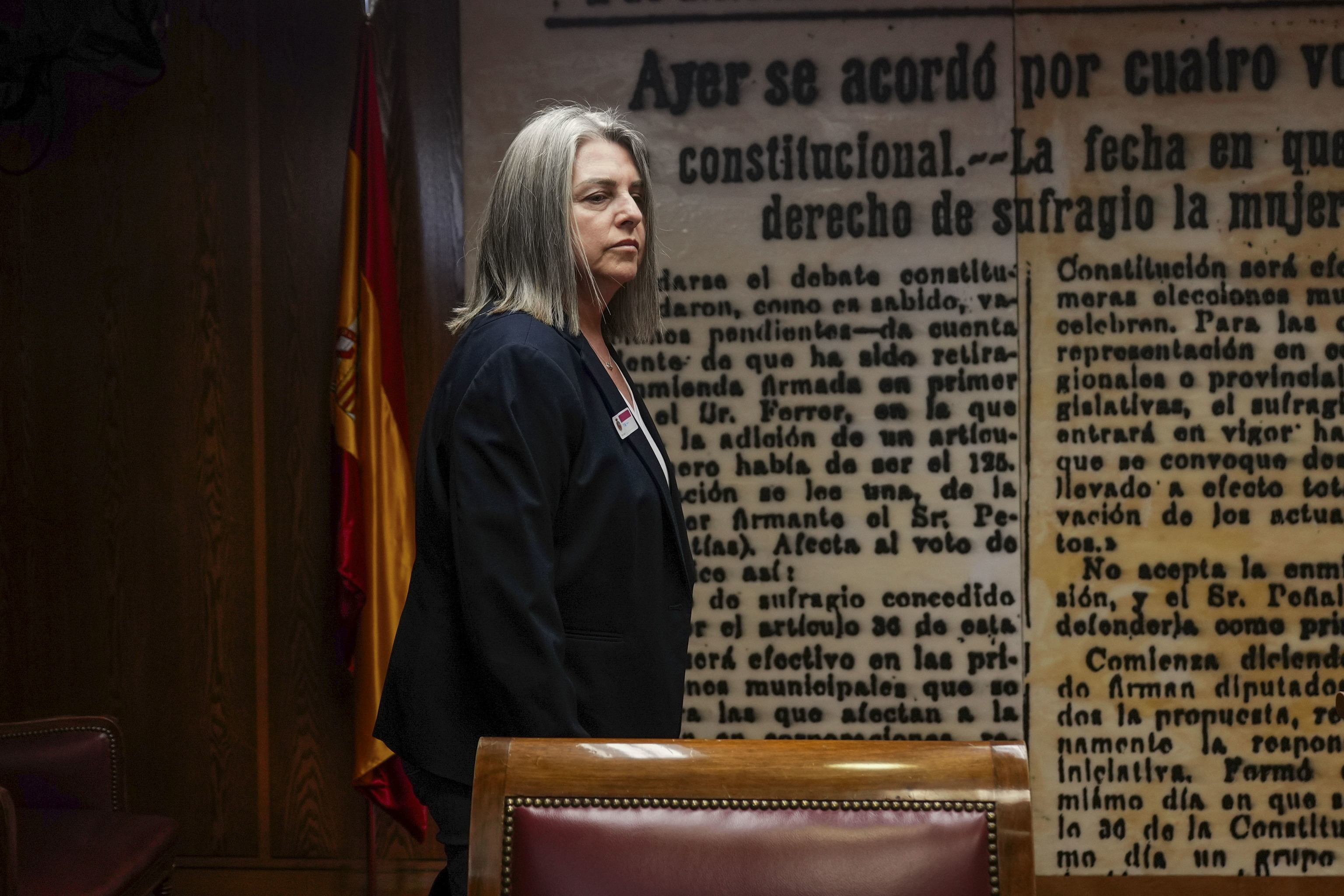Francisca 'Paqui' Muñoz en la sala Clara Campoamor del Senado.