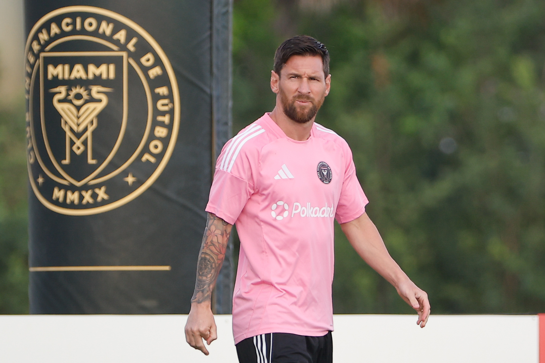 Leo Messi en un entrenamiento con el Inter de Miami.
