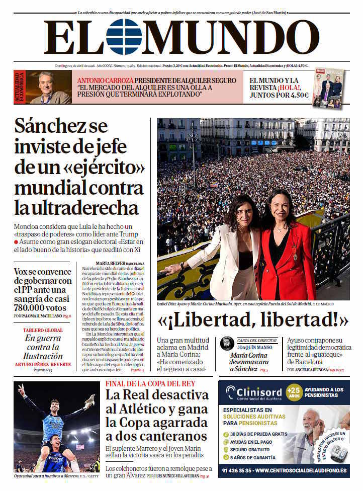 Portada de EL MUNDO del domingo 19 de abril de 2026 | Medios