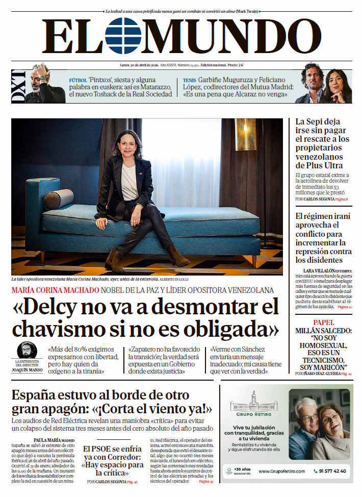 Portada de EL MUNDO del lunes 20 de abril de 2026 | Medios