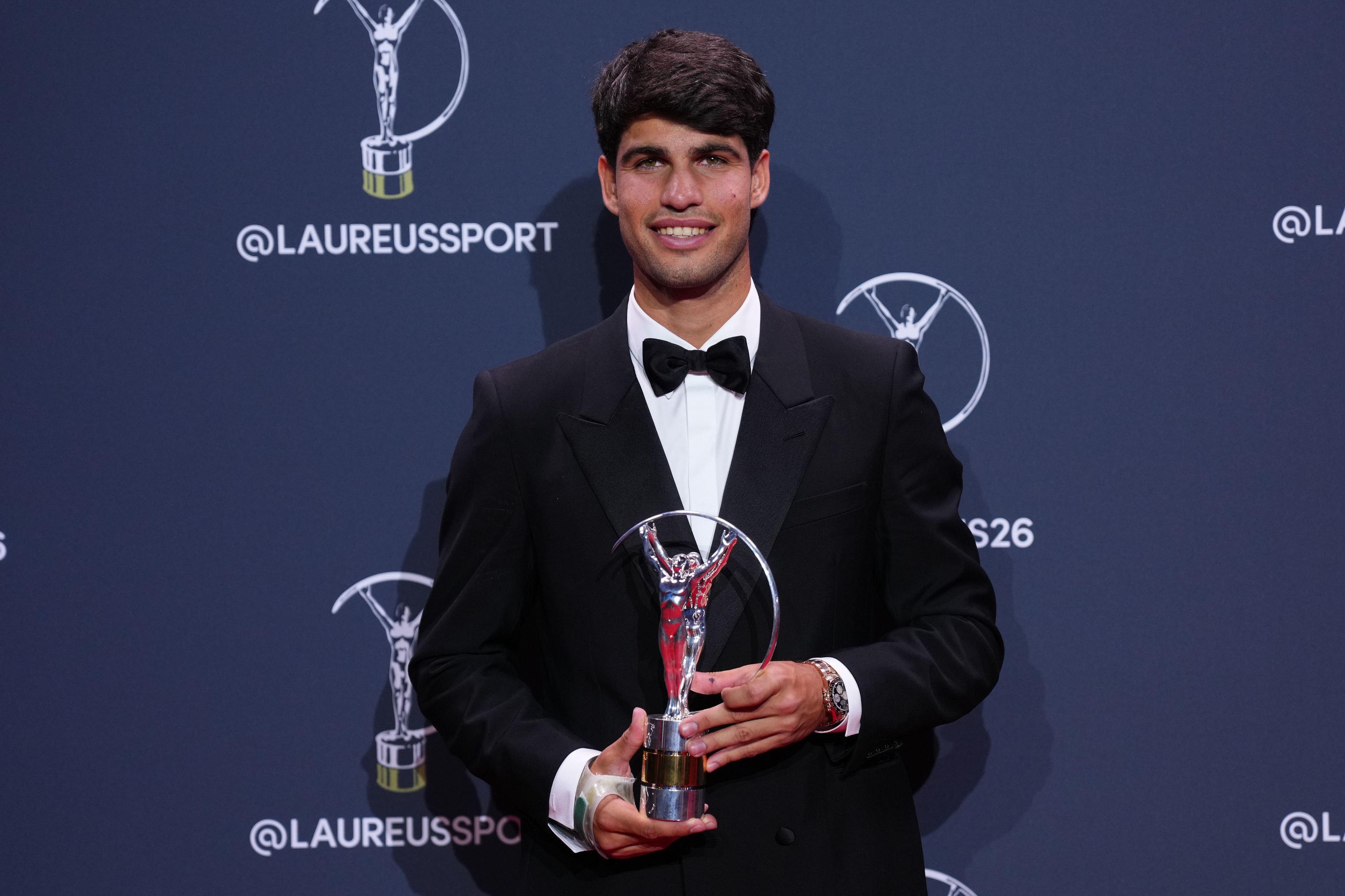 Alcaraz, con su premio Laureus.
