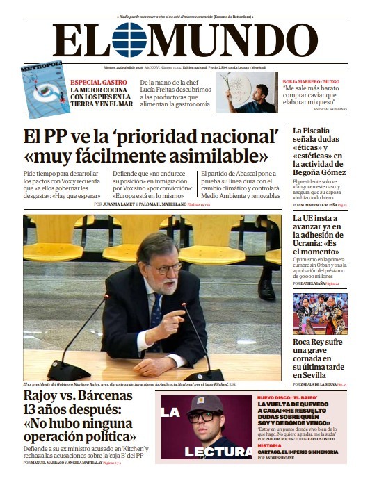 Portada de EL MUNDO del viernes 24 de abril de 2026 | Medios