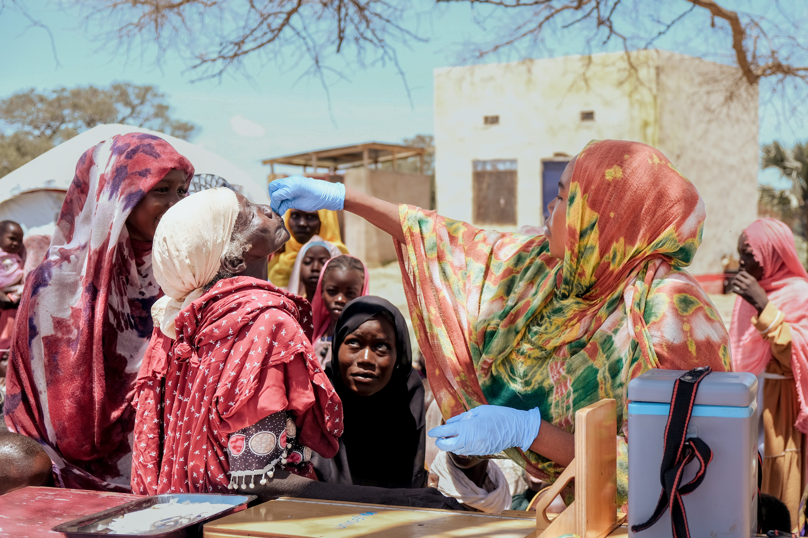 Campaña de vacunación en centro en Koufroun,Adré, al oriente de Chad.