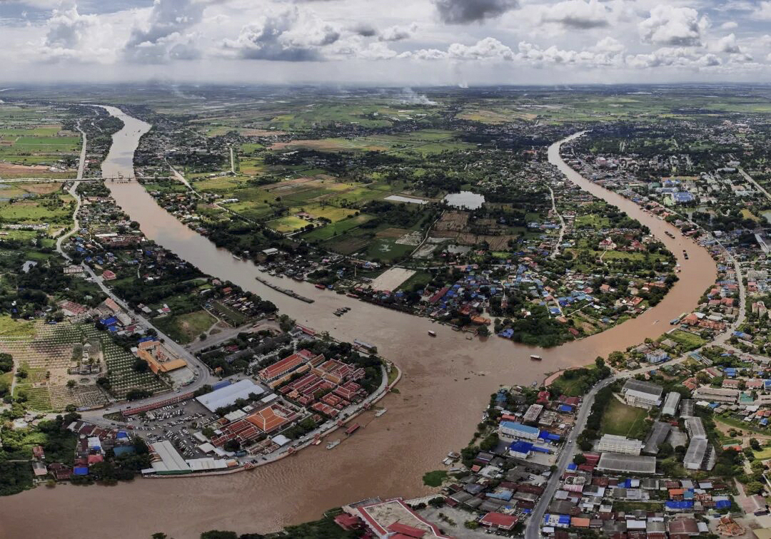 Vista aérea de las arterias del Mekong, que atraviesa seis países.