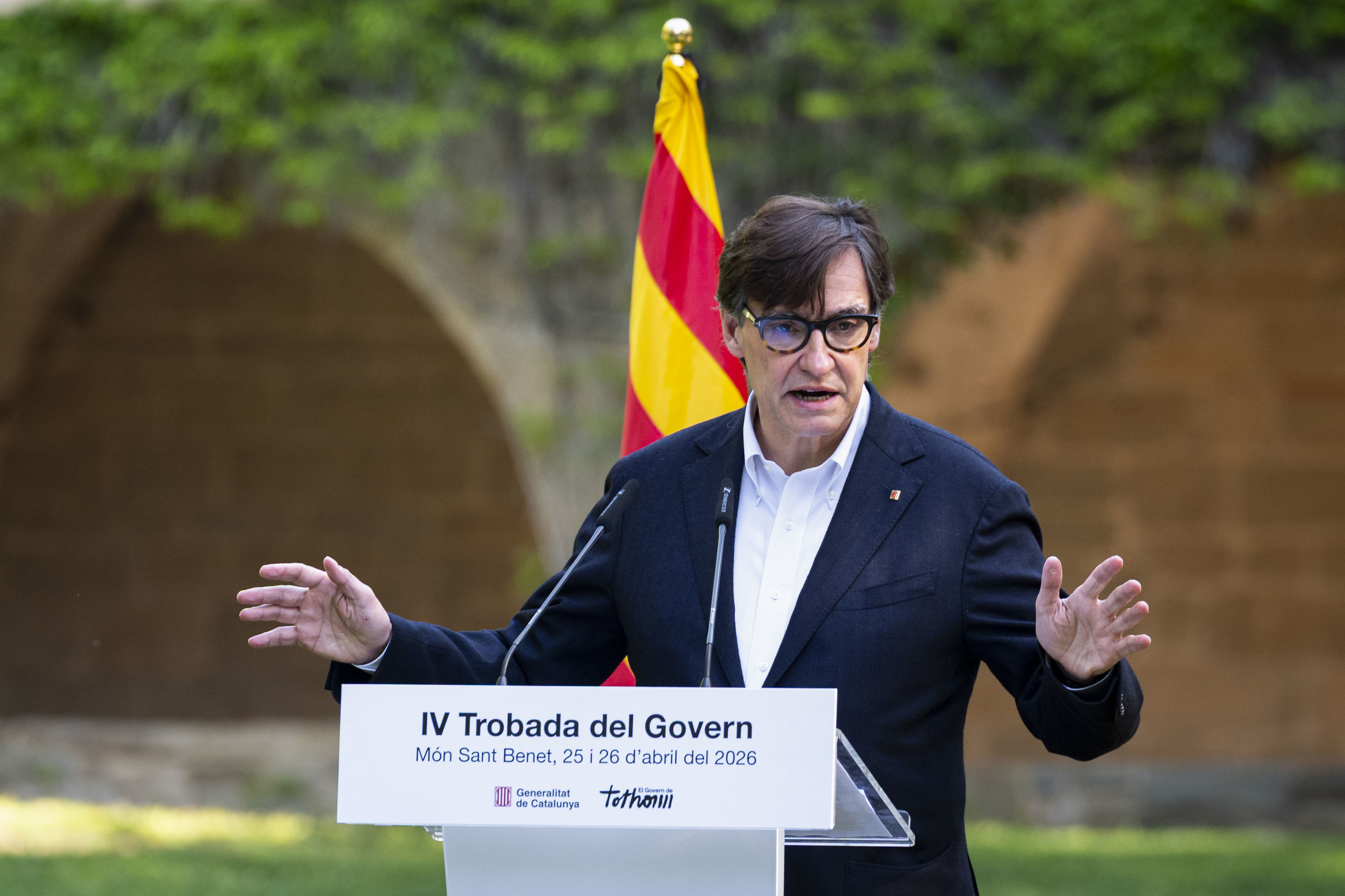 El presidente de la Generalitat, Salvador Illa, este domingo en