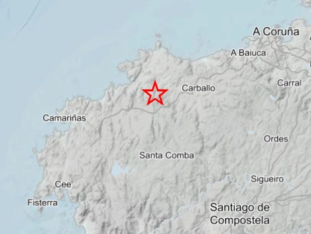 Mapa que se�ala el punto exacto en que se ha producido el se�smo.