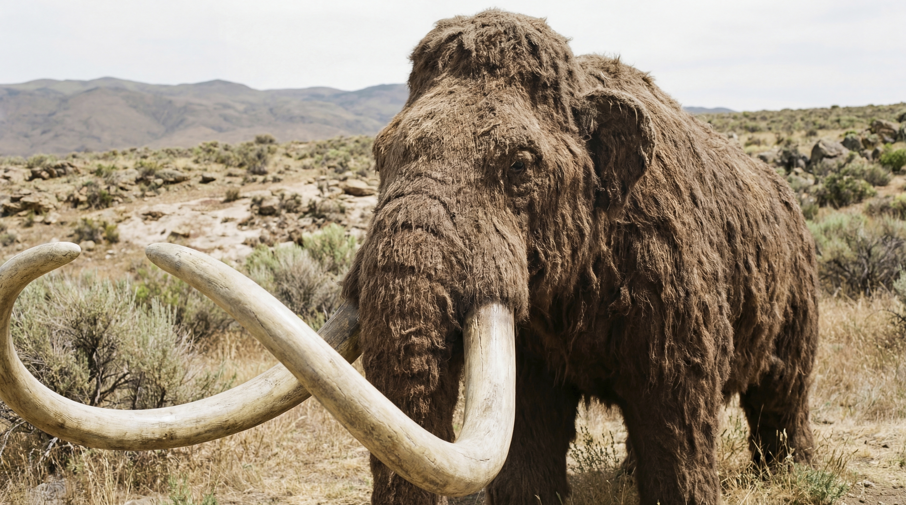 Recreación artística de un ejemplar de mamut lanudo.