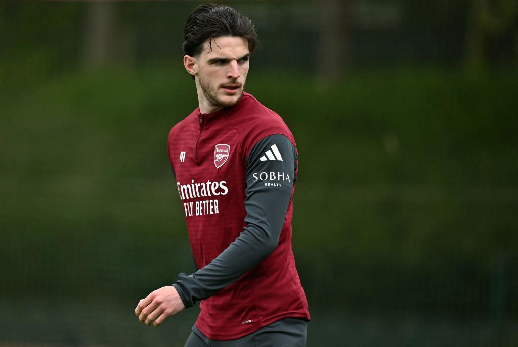 Rice, en el entrenamiento previo al duelo con el Atlético.