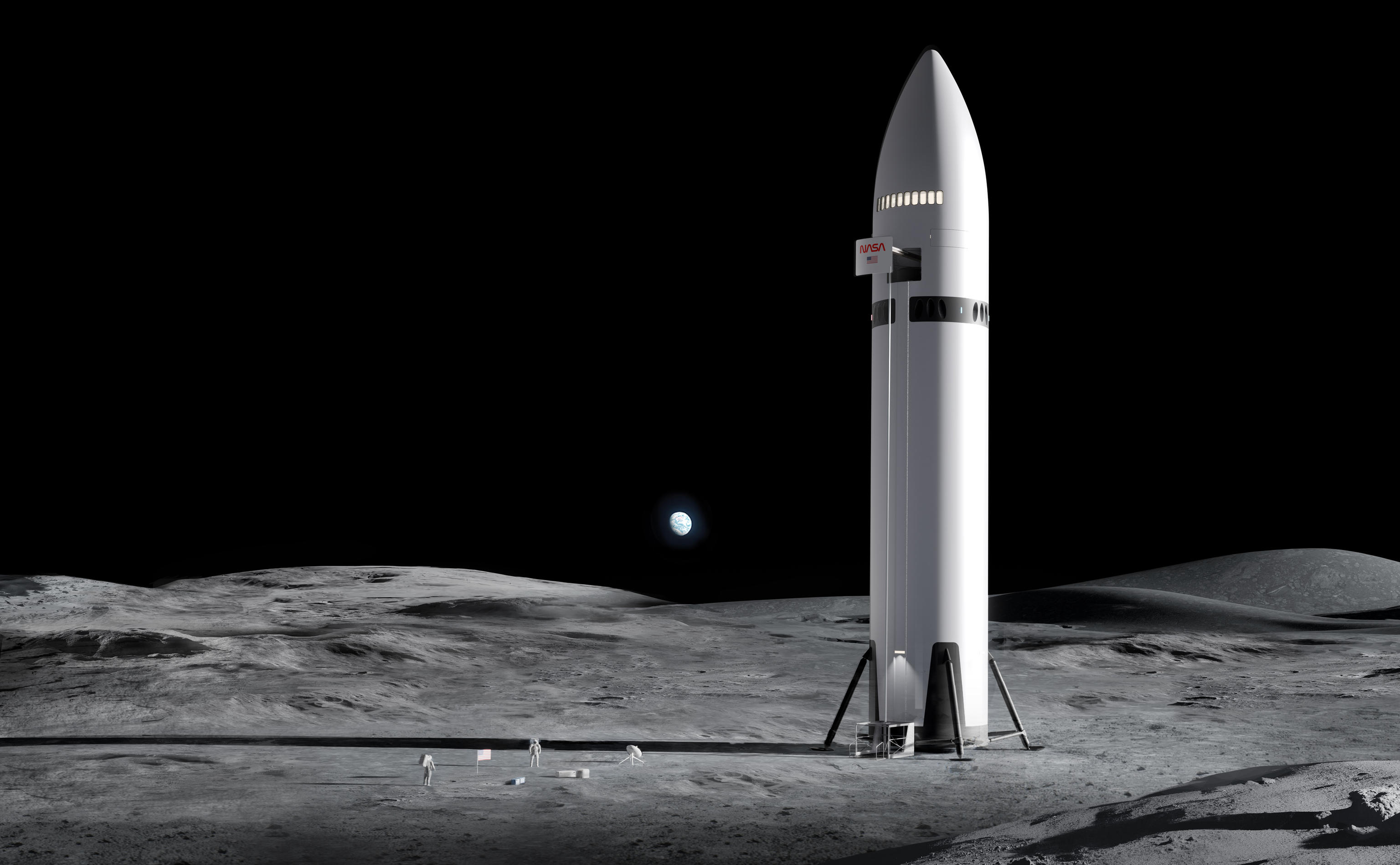 Recreaci�n del m�dulo lunar Starship HLS, uno de los elegidos por la NASA para llevar a sus astronautas a la Luna en Artemis 4