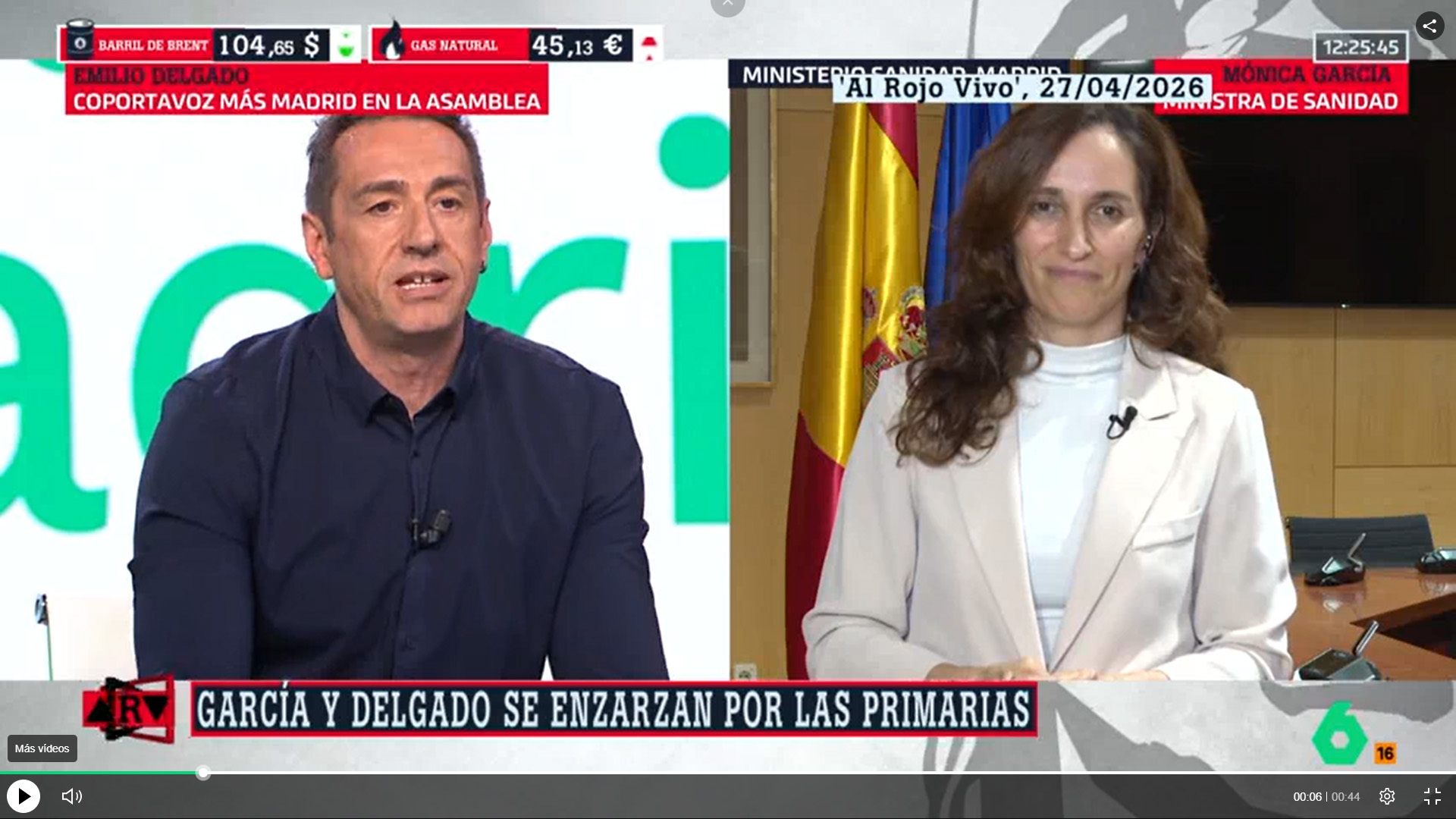 La ministra de Sanidad, M�nica Garc�a, y el diputado de M�s Madrid Emilio Delgado.