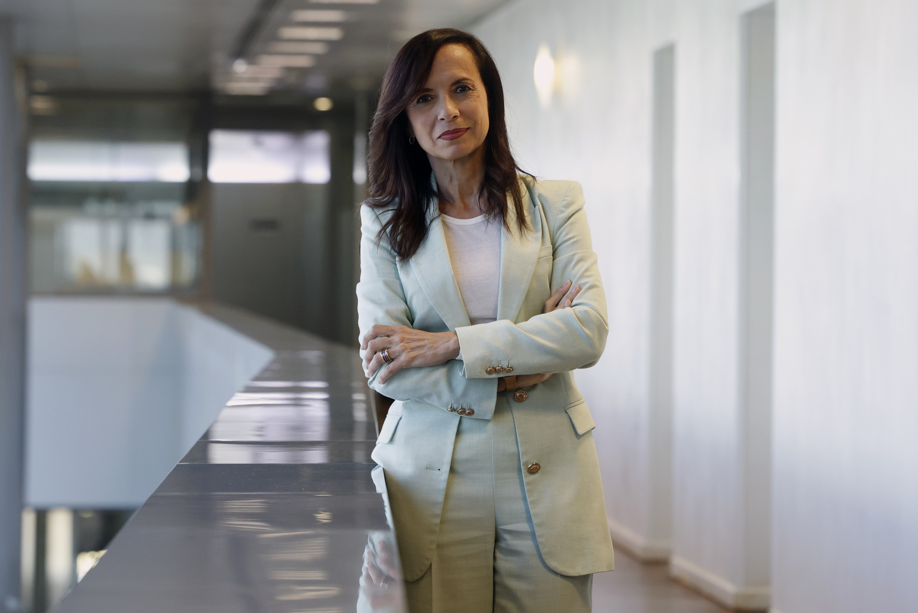 La presidenta de Redeia, Beatriz Corredor, en la sede de la empresa en Madrid.