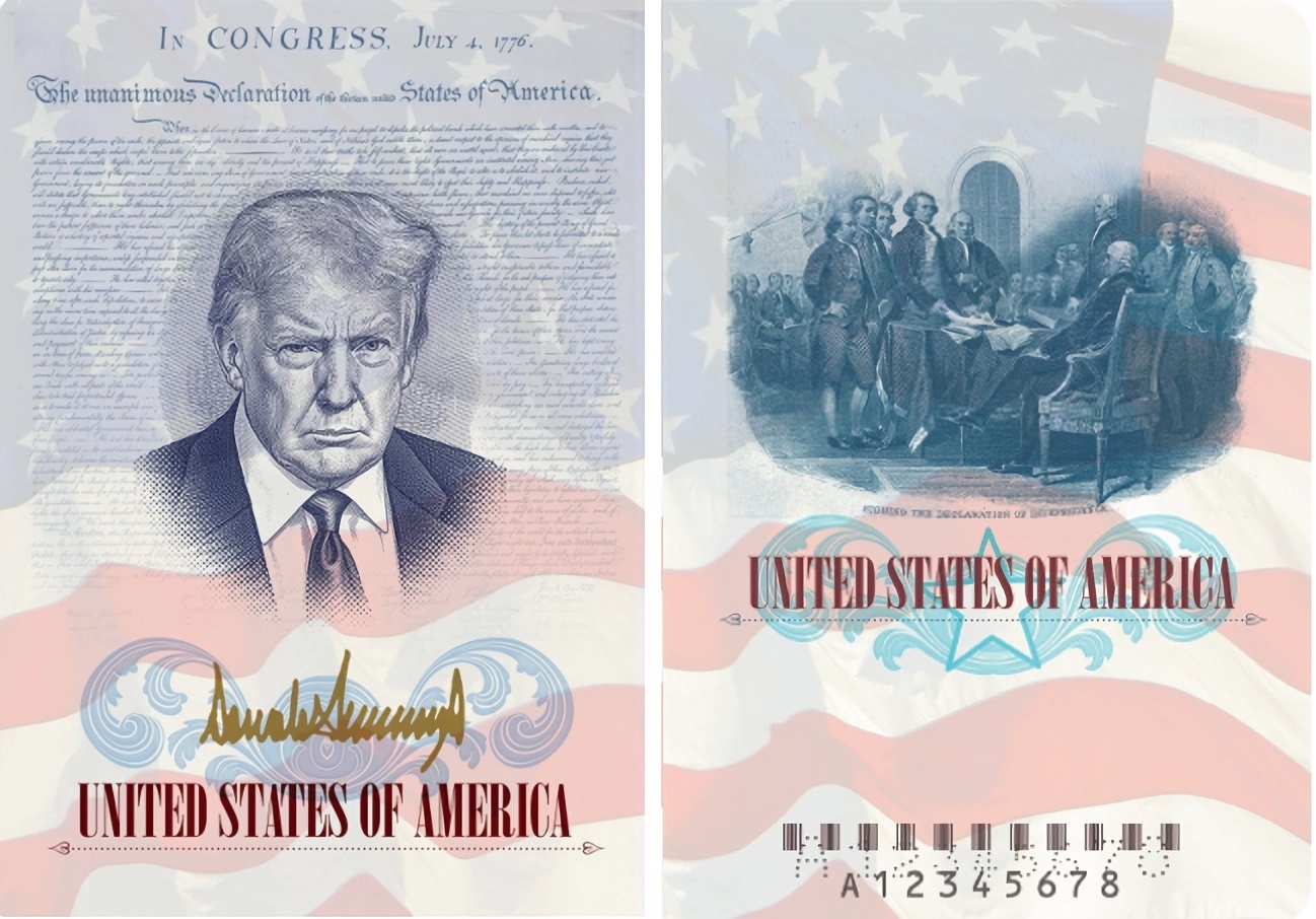 El rostro de Donald Trump en una edici�n especial del pasaporte de EEUU.