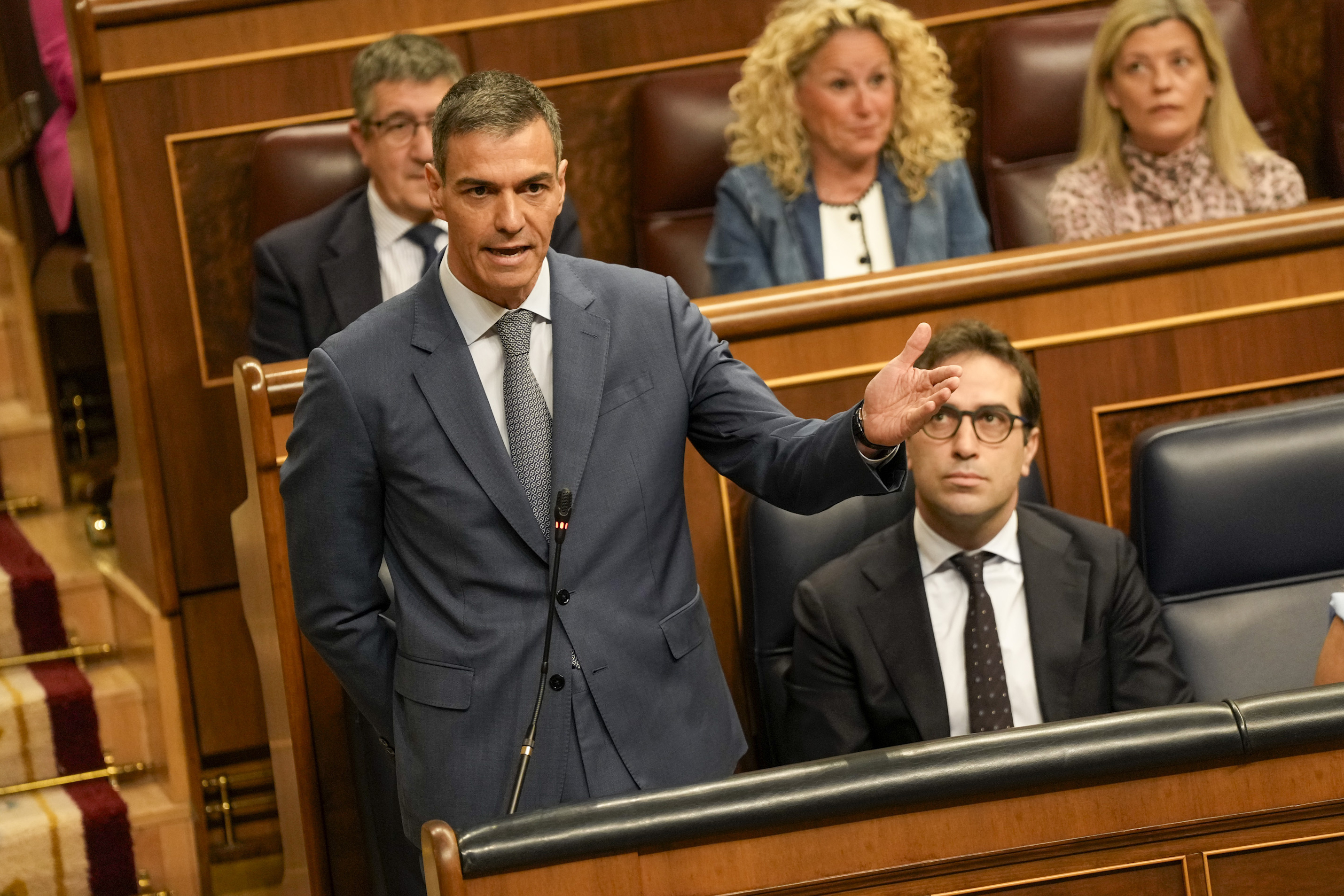 Pedro S�nchez, este mi�rcoles, durante la sesi�n de control al Gobierno en el Congreso.