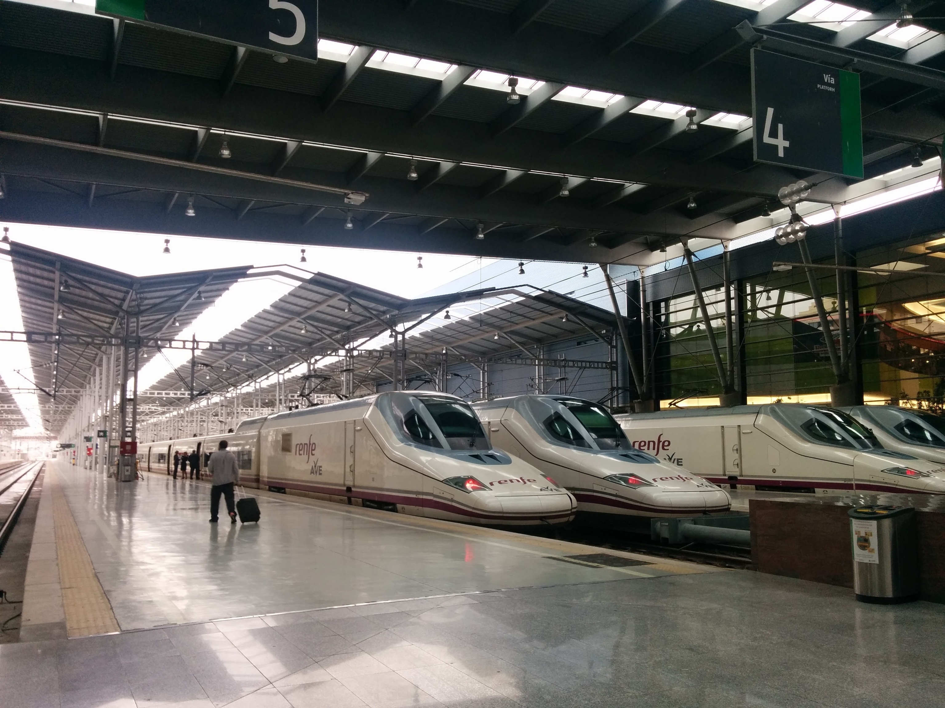 Varios trenes en la estaci�n de M�laga-Mar�a Zambrano.