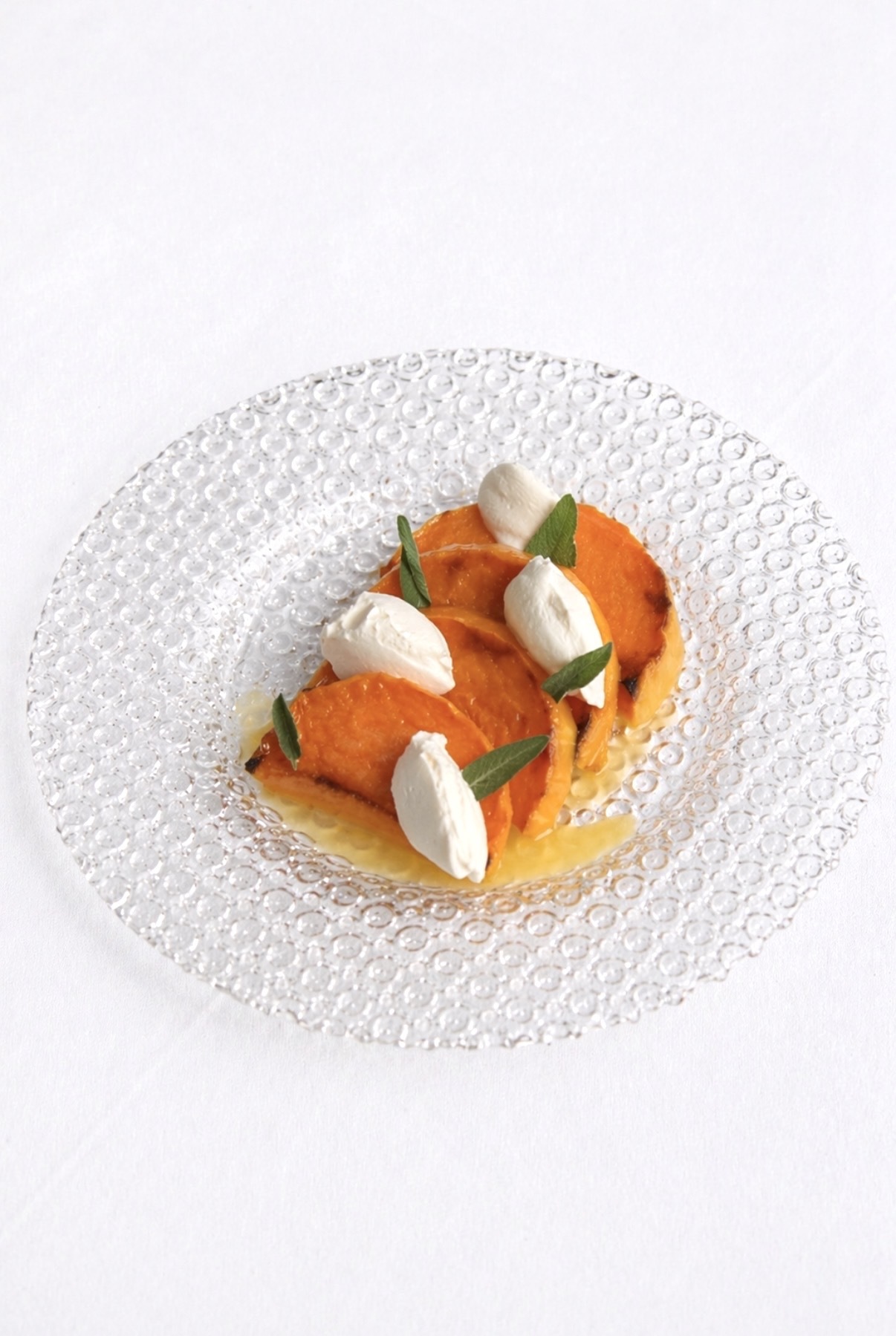 Calabaza confitada con salvia, en Brasserie Lafayette.