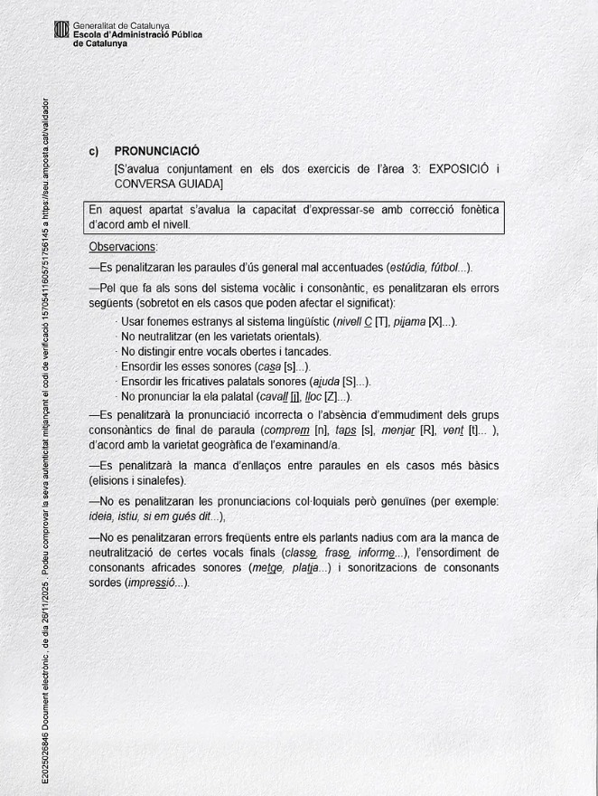 Reglas de la prueba de pronunciaci�n.