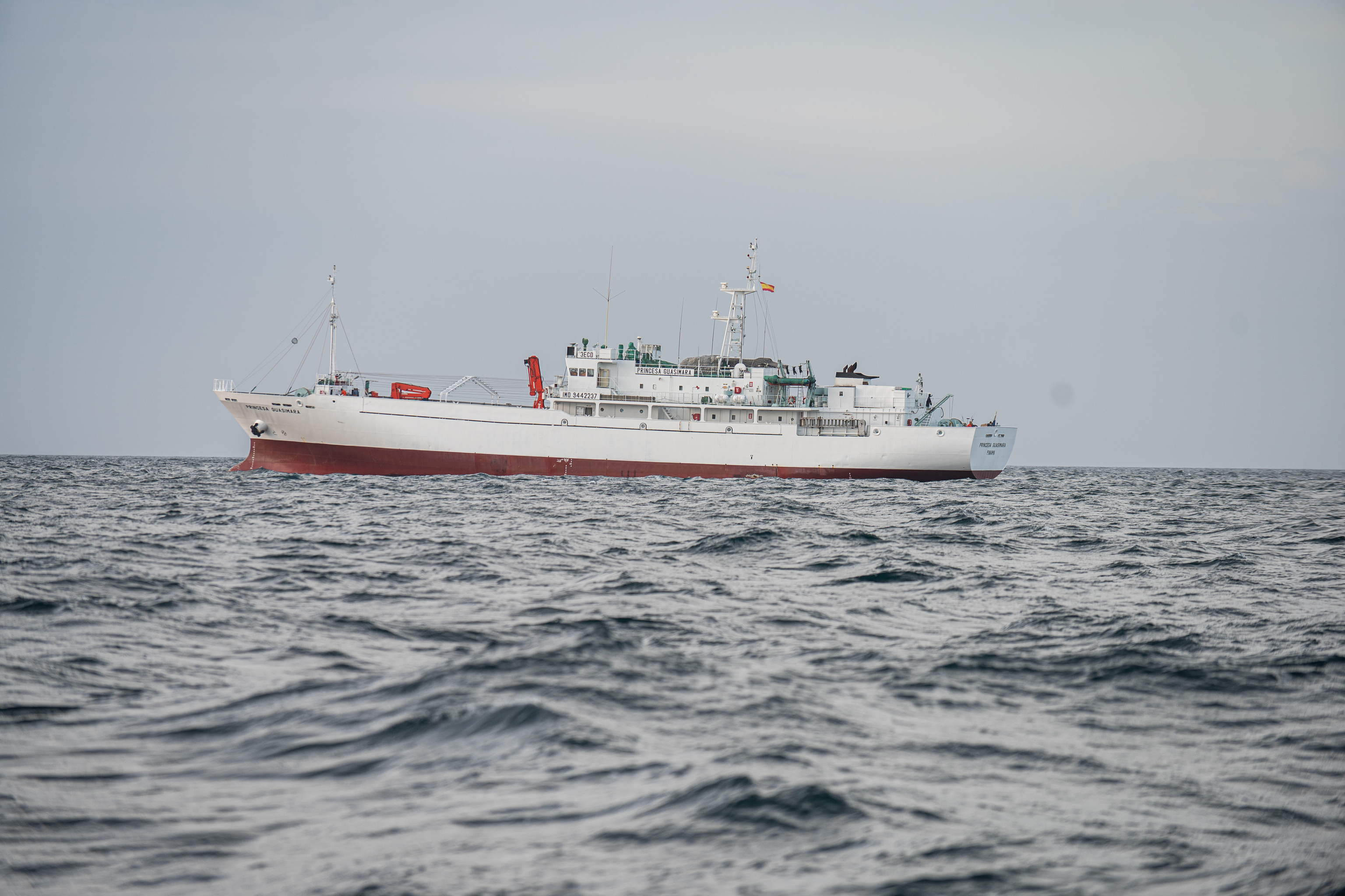 El princesa Guayarmina, uno de los barcos supercongeladores que hay cerca de la almadraba.