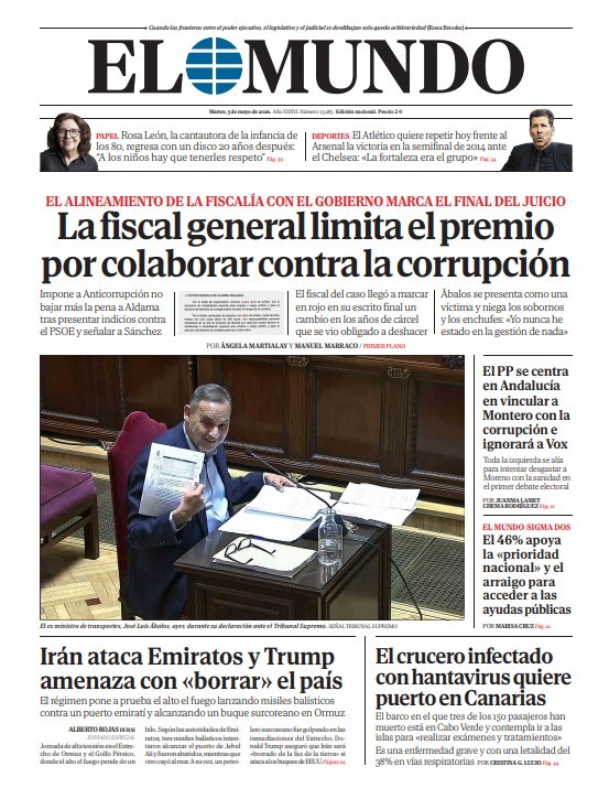 Portada de EL MUNDO del martes 5 de mayo de 2026