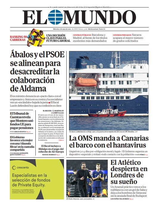 Portada de EL MUNDO del mi�rcoles 6 de mayo de 2026