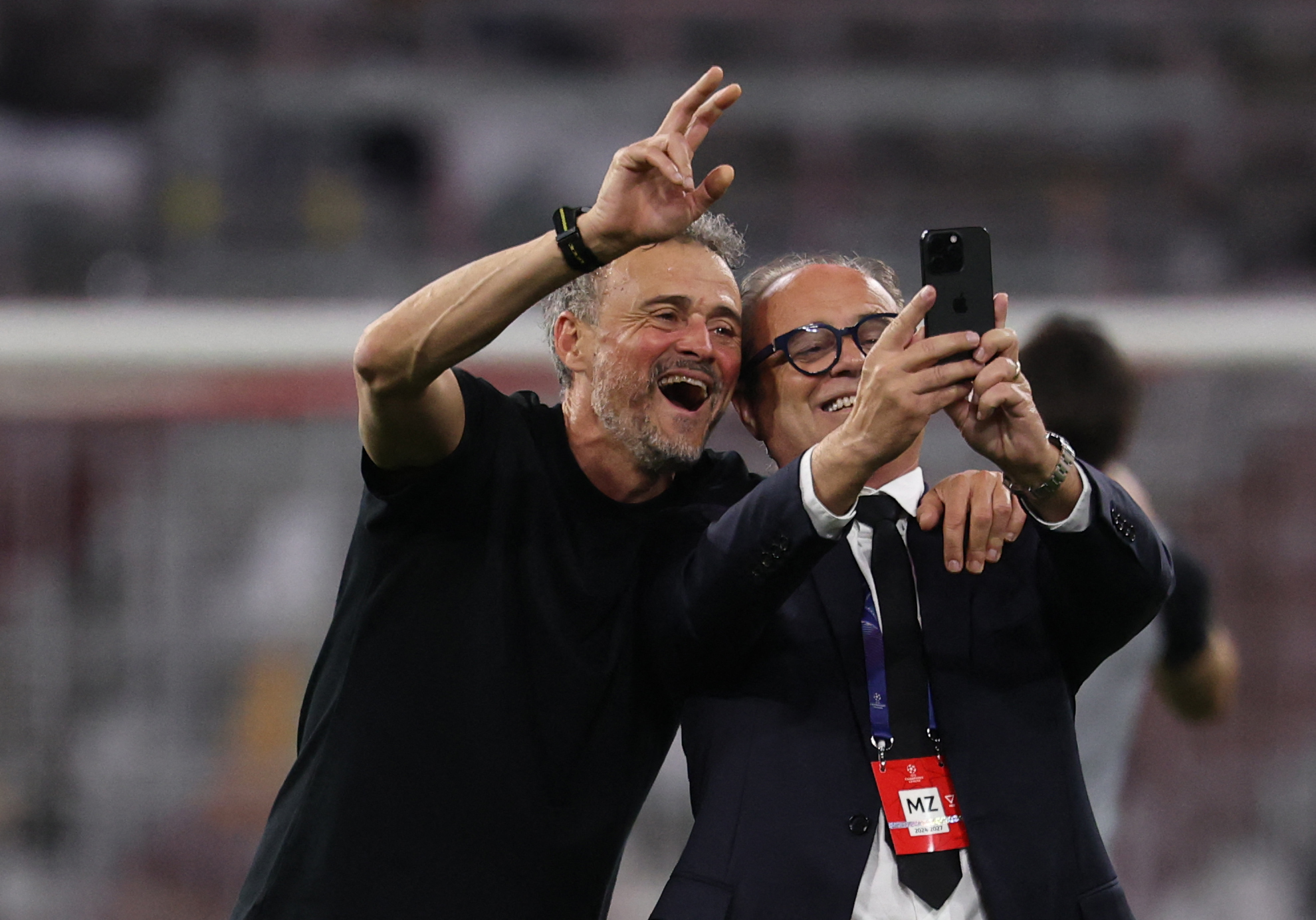 Luis Enrique celebra la victoria, este miércoles.