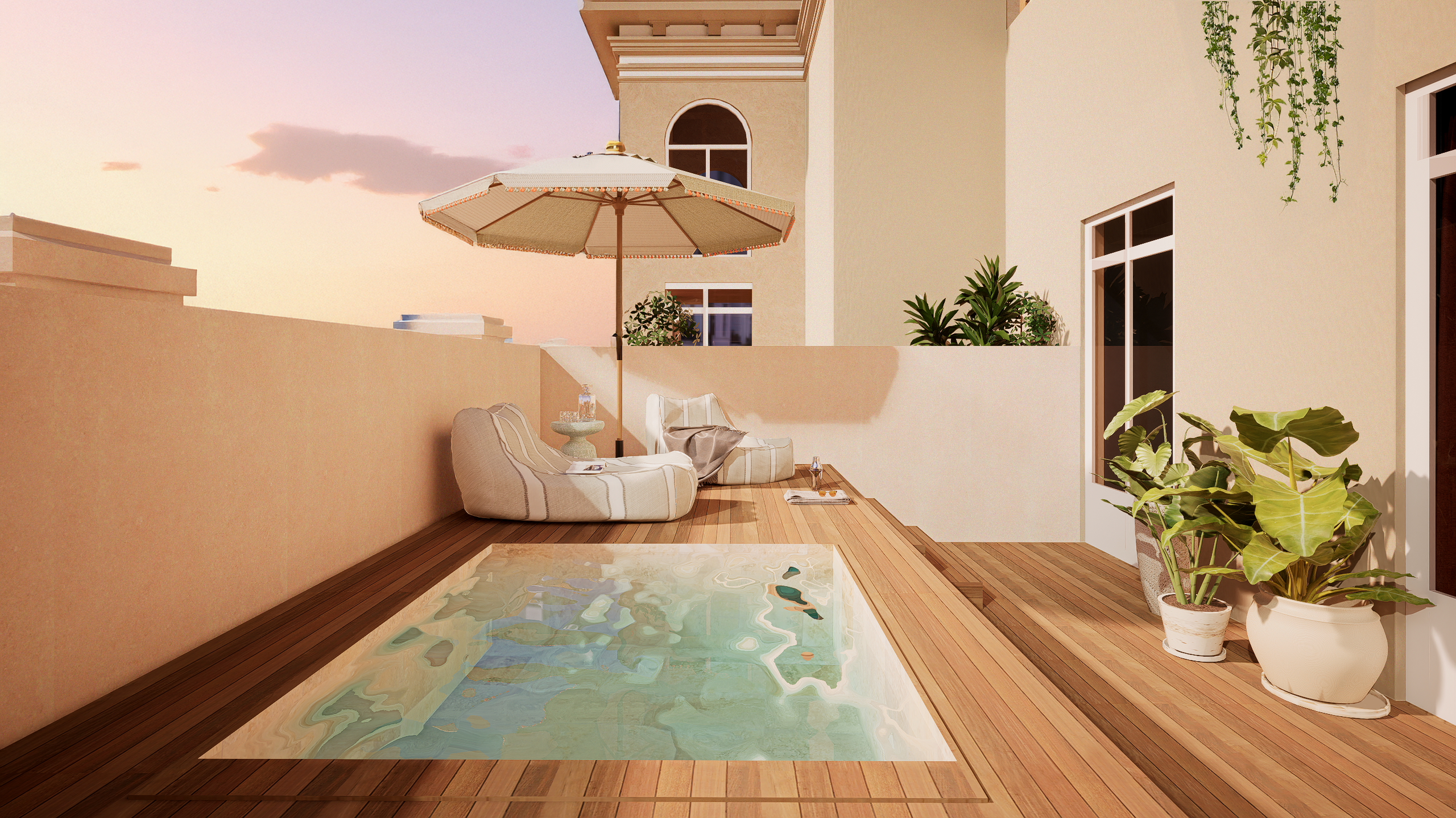 Las suites cuentan con bañeras en la terraza.