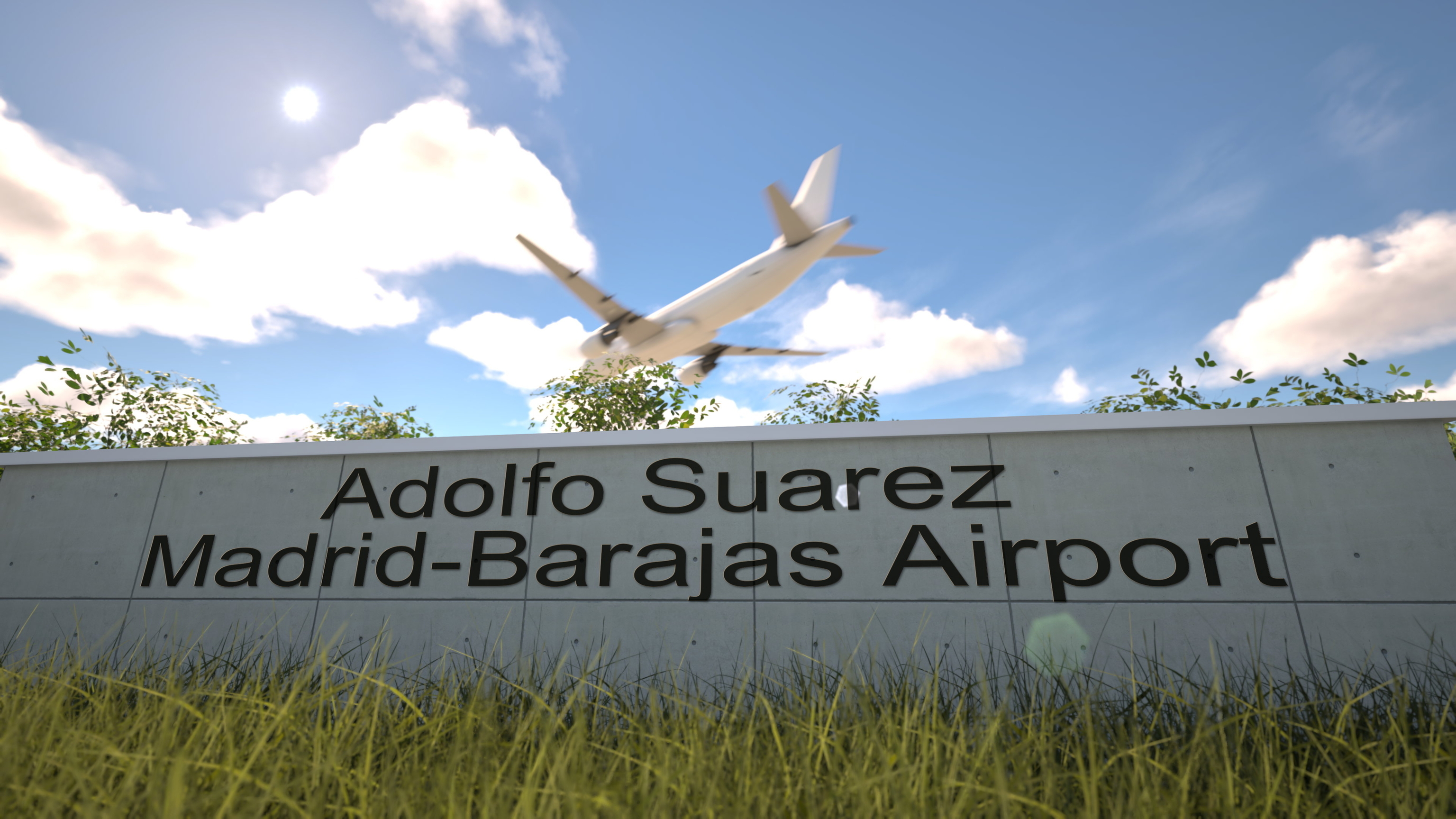 Un avio aterriza en el aeropuerto Adolfo Su�rez.