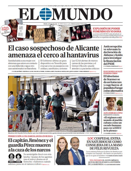 Portada de EL MUNDO del s�bado 9 de mayo de 2026