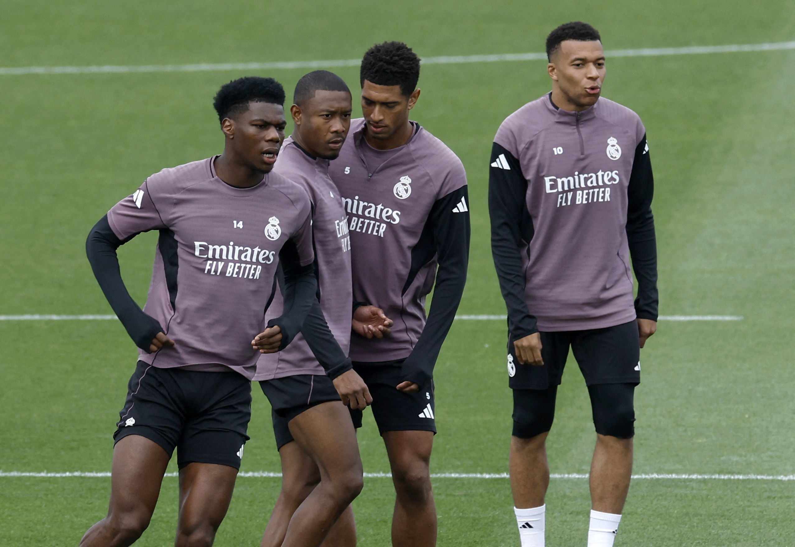 Tchouam�ni, Alaba, Bellingham y Mbapp�, en el entrenamiento del s�bado.