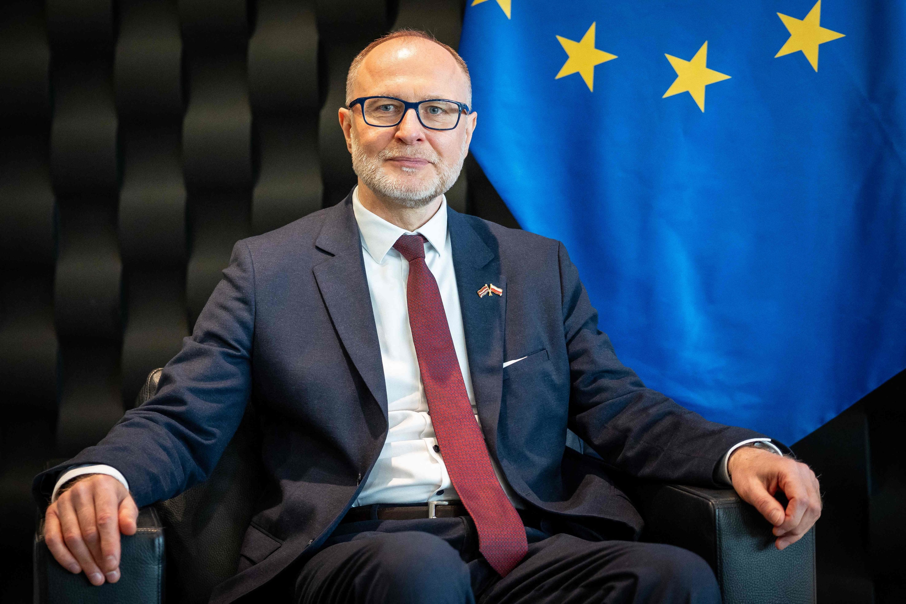 El ministro de Defensa let�n, Andris Spruds, participa en una conferencia en Varsovia, la semana pasada.