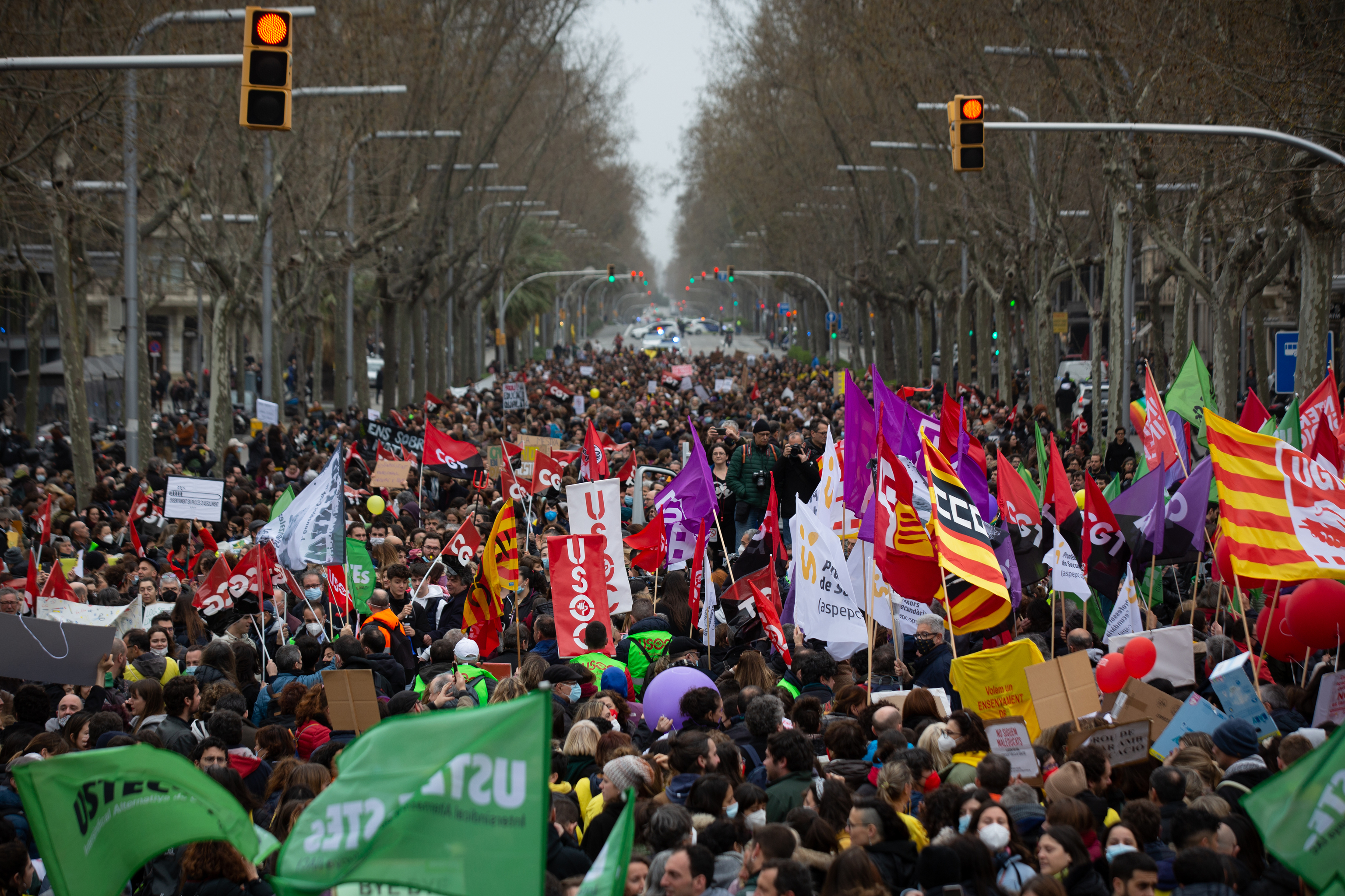 Imagen de archivo de una huelga en Barcelona del sector educativo.