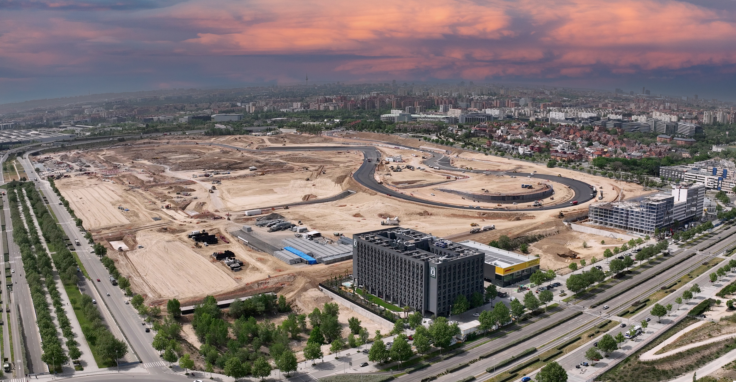 Vista a�rea de la zona del circuito construido en Valdebebas.