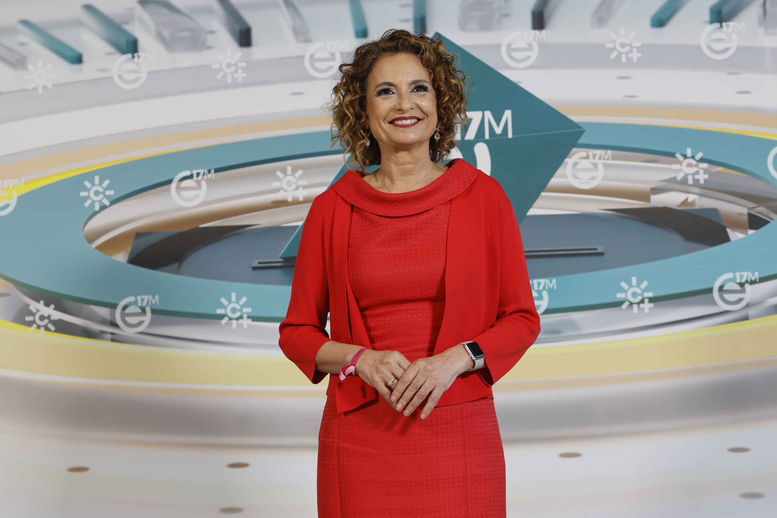 Mar�a Jes�s Montero, candidata del PSOE a la Junta de Andaluc�a, durante el debate electoral en Canal Sur.