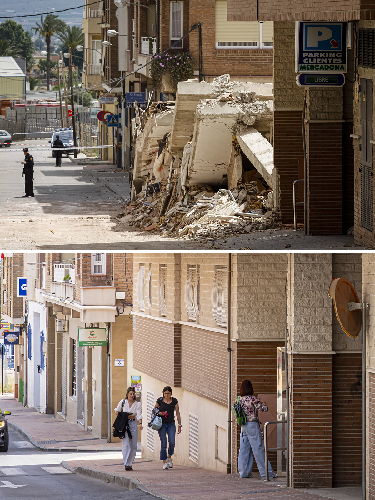 Reconstrucción de un edificio que se derrumbó en el barrio de La Viña, la zona cero del terremoto de Lorca.