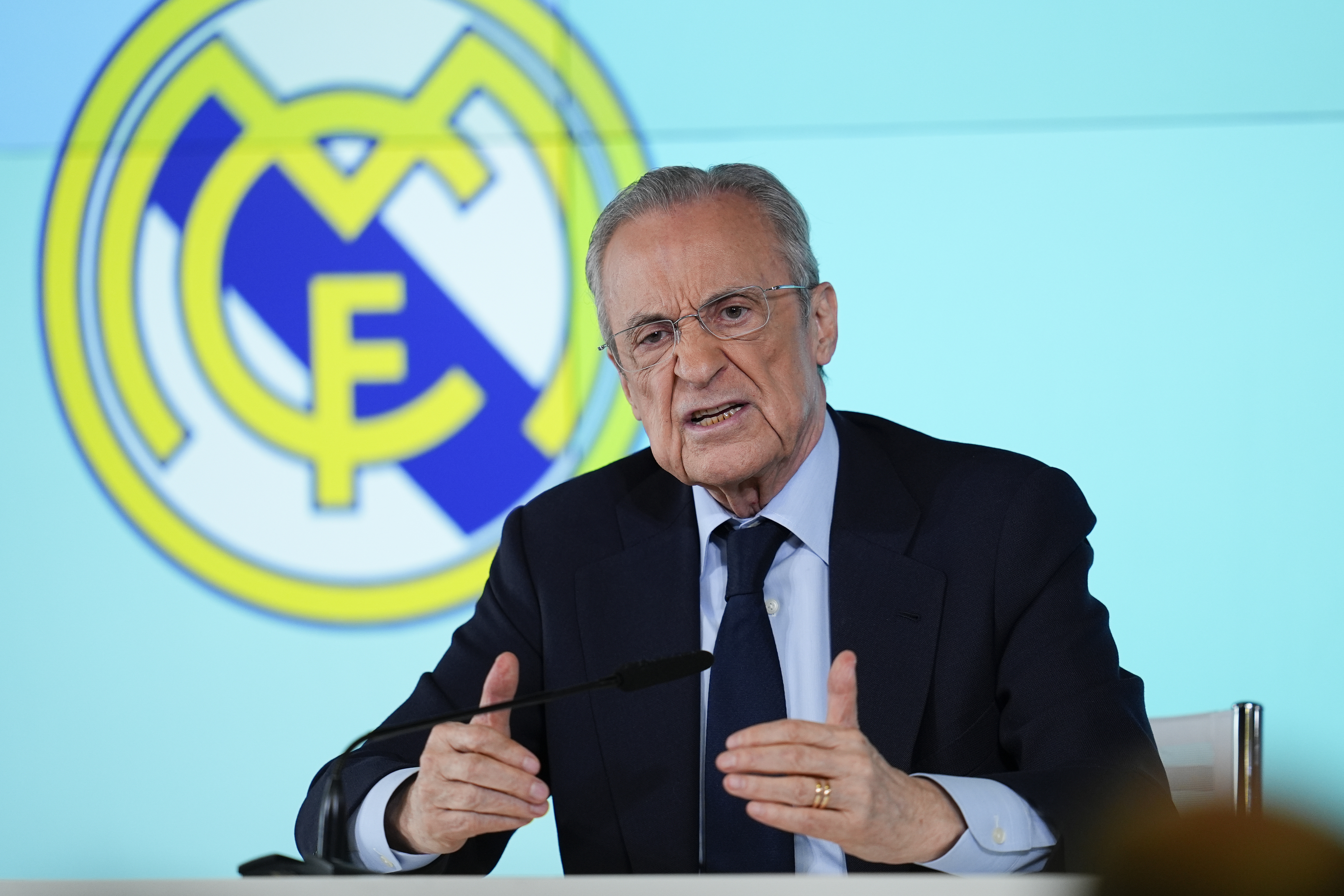 Florentino P�rez, en su rueda de prensa de ayer.