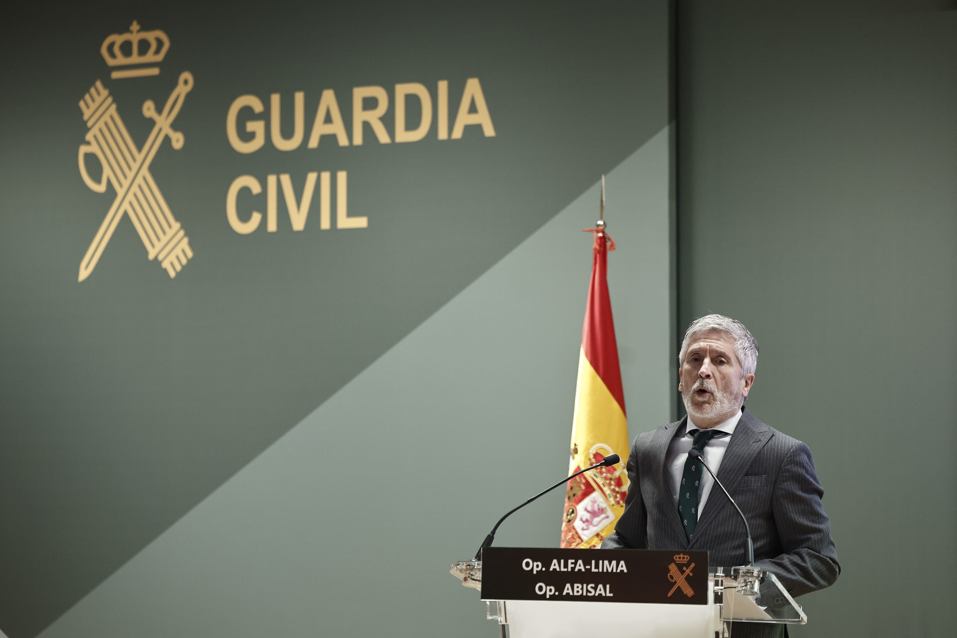 Fernando Grande-Marlaska, ministro del Interior, presenta el balance de dos golpes al narcotr�fico desarrolladas por la Guardia Civil.