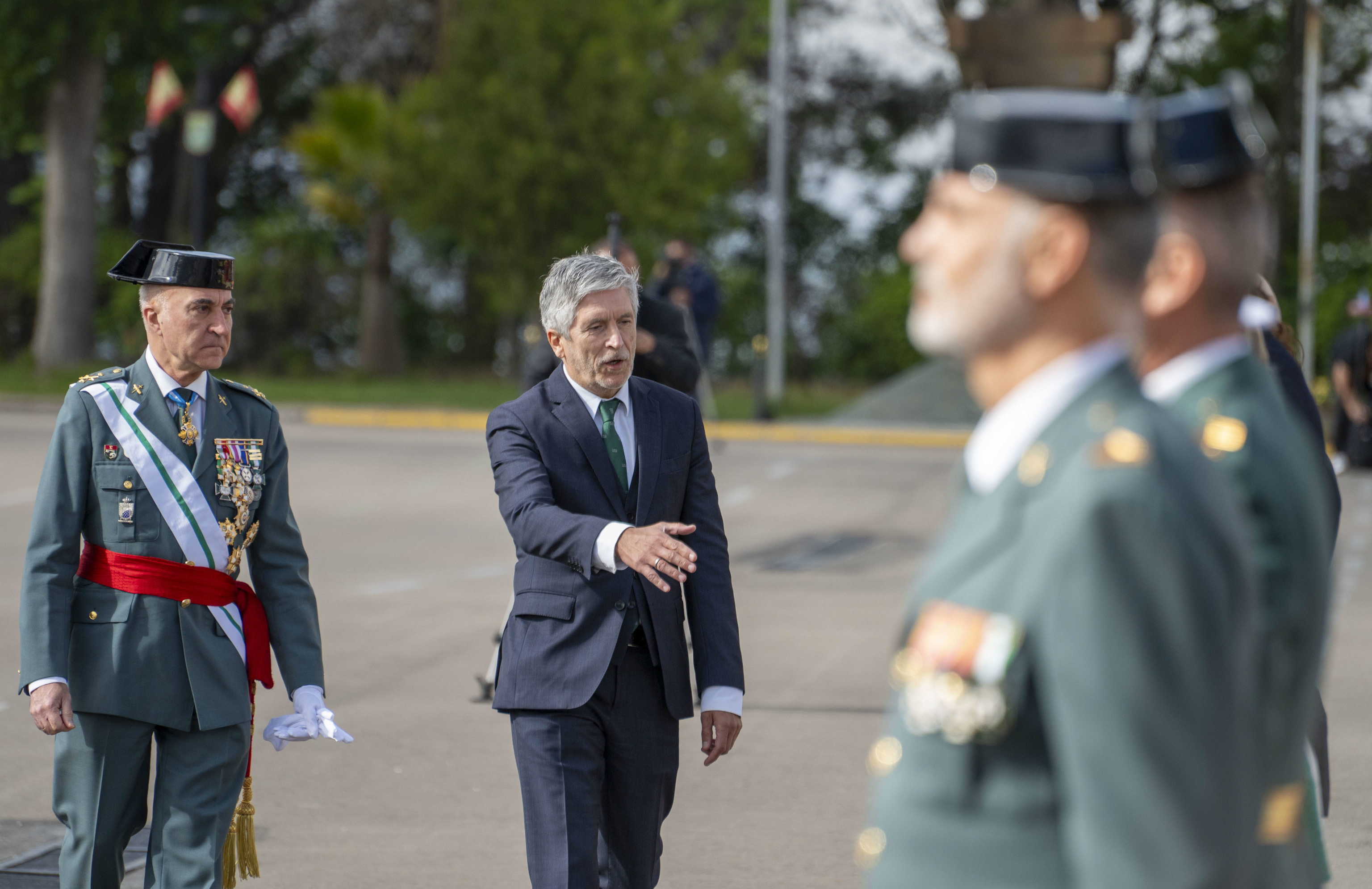 El ministro del Interior, Fernando Grande-Marlaska, en la Academia de la Guardia Civil de Baeza.