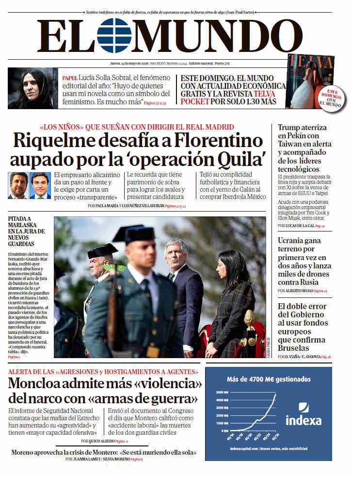 Portada de EL MUNDO del jueves 14 de mayo de 2026